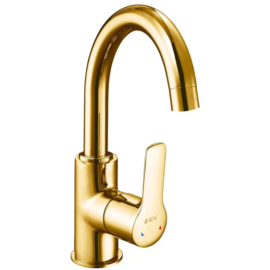 Luna Kuğu Borulu - Lavabo Bataryası - Altın Görünümlü